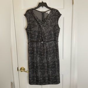 Liz Claiborne black and white belted dress